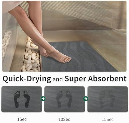 XMarrat Stone Bath Mat, Diatomaceous Earth Shower Mat, 23.6" x15.4'' - Image 3