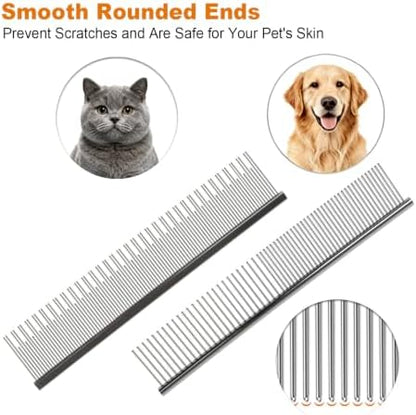 Stainless Steel Pet Comb Set, 4 Pack Metal Grooming Combs - Image 4