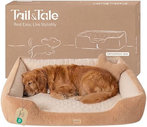 Cooling Orthopedic Dog Bed for Large Dogs, Memory Foam, Washable Cover by TailTale