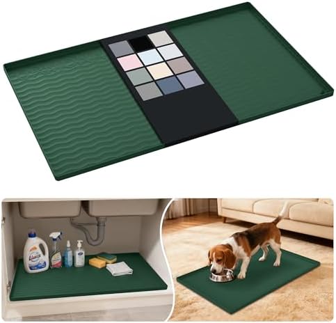 URMONA Waterproof Silicone Under Sink Mat, 31 x 19 in, Flexible Shelf Liner by URMONA