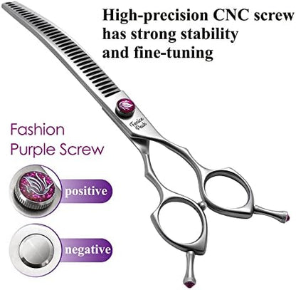 8.0‘’ Curved Chunker Dog Grooming Scissors - Image 2