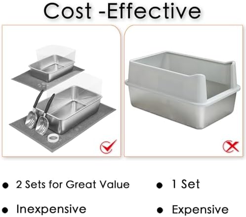 2 PCS Stainless Steel Cat Litter Box, Extra Large Metal Litter Box - Image 4