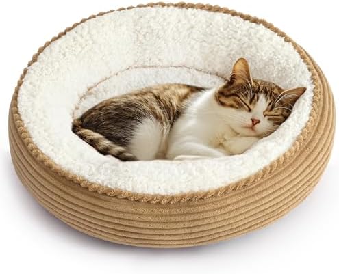 Love's cabin Round Donut Cat and Dog Cushion Bed, 20in Pet Bed by Lovescabin