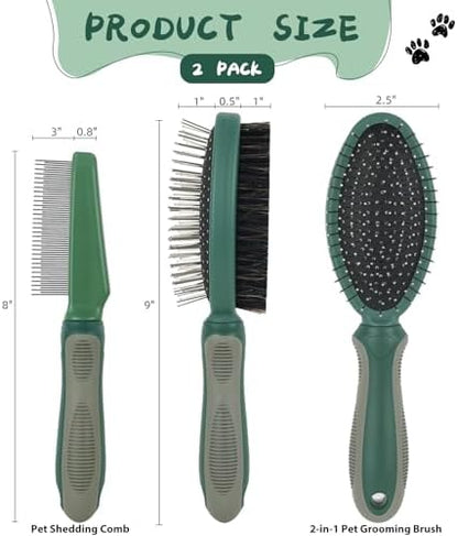 2PCS Pet Grooming Brush and Deshedding Comb Tools - Image 2