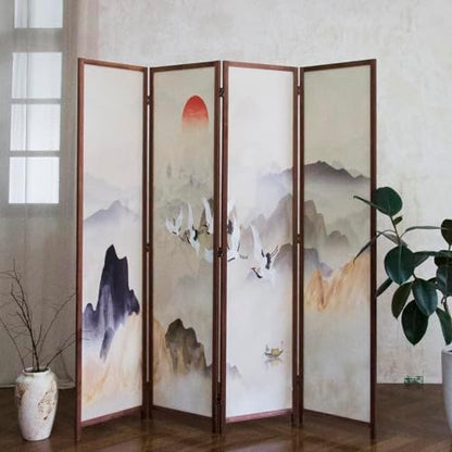 4 Panel Room Divider, 5.6 ft Tall Blackout Folding Privacy Screen - Image 2
