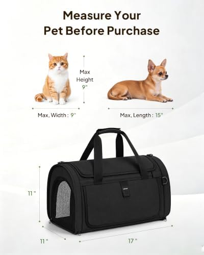 Backpackable Cat Carrier 17"x11"x11", Soft-Sided Collapsible Pet Carrier - Image 6