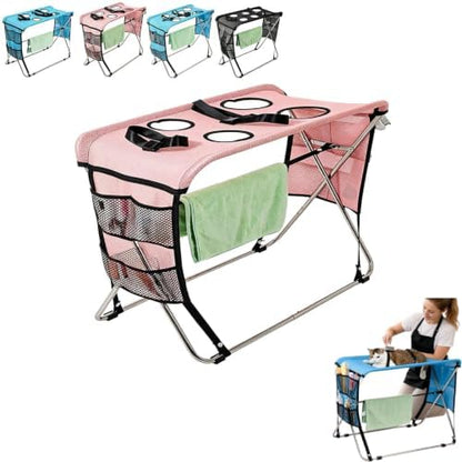 Foldable Pet Grooming Table, for Holding Anxious Cat During Baths by Unknown