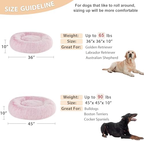 WNPETHOME Large Pink Round Calming Dog Bed Cat Bed - Image 5