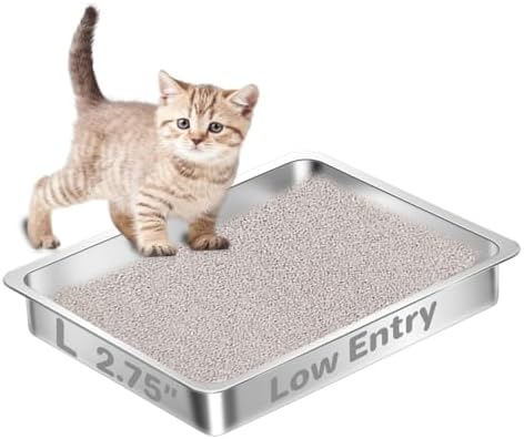Low Entry Stainless Steel Cat Litter Box by Amibud
