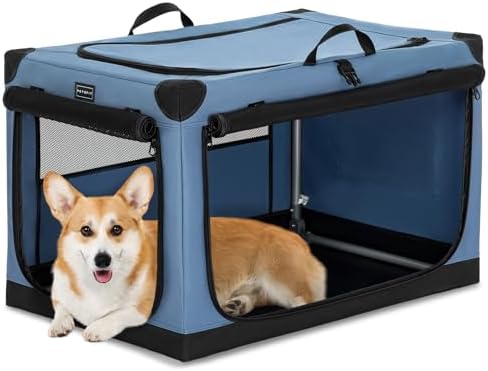PETSFIT 30" Soft Portable Dog Crate – Patented Spiral Sturdy Frame, Collapsible by Petsfit