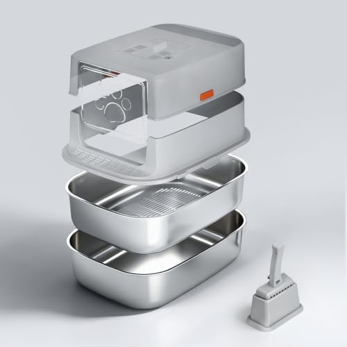 Stainless Steel Sifting Litter Box by Dowanqocats