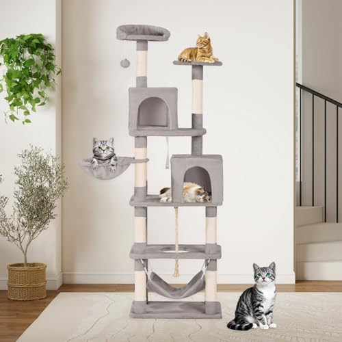 68in Cat Tower with Sisal Scratching Posts & Plush Hammock - Image 3