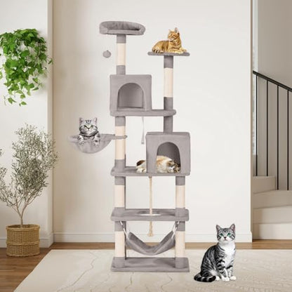 68in Cat Tower with Sisal Scratching Posts & Plush Hammock - Image 3
