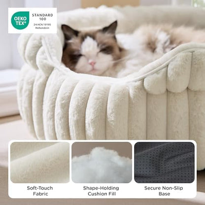 Bedsure ComfyFleece® Washable Cute Large Cat Bed, Soft Round Puppy Bed - Image 3