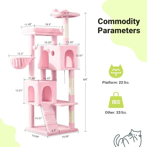 Allewie 64 Inches Multi-Level Cat Tree Tower - Image 3