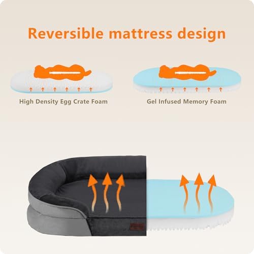 Dwanton Orthopedic Waterproof Large Dog Bed Sofa, Gel Memory Foam - Image 3