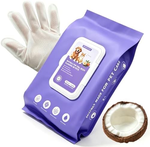 20 Pack Deodorizing Pet Cleaning Glove Wipes by Kovver