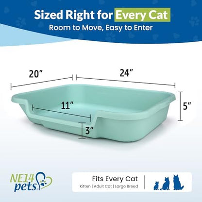 KittyGoHere Senior Cat Litter Box, Large Litter Pan, 2 Pack, Apple Green - Image 6