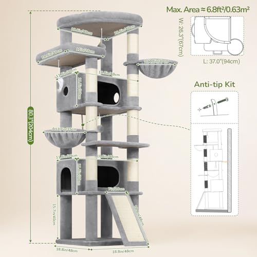 Globlazer 80in Tall Extra Large Heavy Duty Corner Cat Tree Tower - Image 6