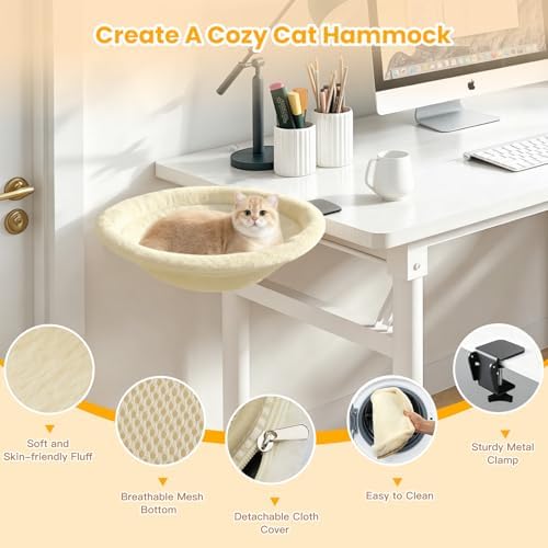 Pawaboo Cat Desk Bed, One-Click Foldable Sunken Cats Hammock up to 40lbs - Image 5