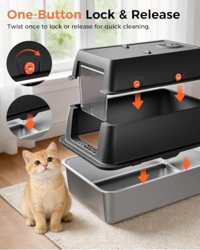 GTPLAYER XXL Stainless Steel Cat Litter Box - Image 5