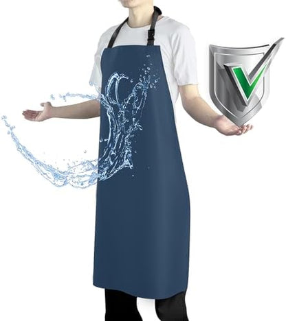 Waterproof Apron with Comfortable Adjustable Bib Rubber Vinyl Dishwasher Heavy by Vammcht