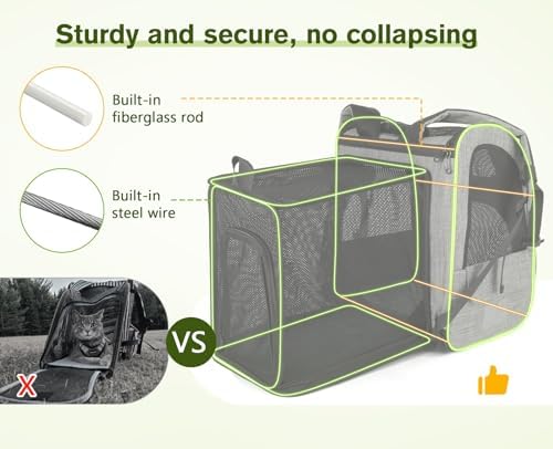 pecute Cat Backpack Carrier Expandable, Cat Backpack - Image 3
