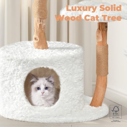 Easyego Modern Cat Tree, 39.9" Aesthetic Wood Cat Tree Tower - Image 2