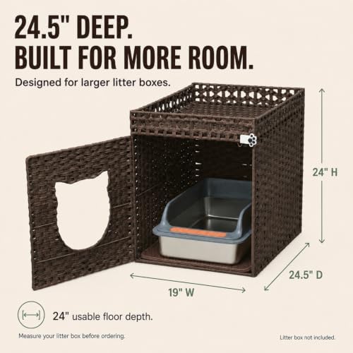 Handwoven Rattan Cat Litter Box Enclosure - Image 6