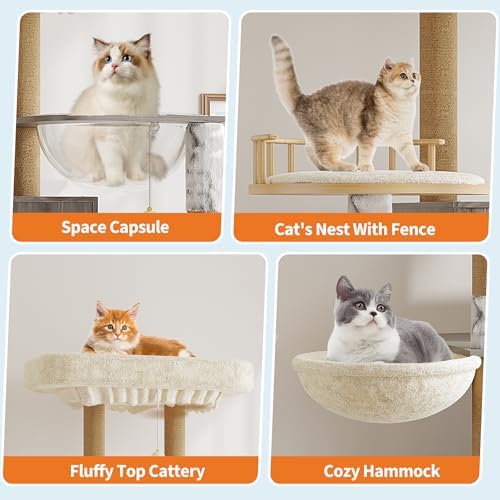 Cat Tree with Litter Box Enclosure, Large Plush Top Perch, Sisal Scratching - Image 4