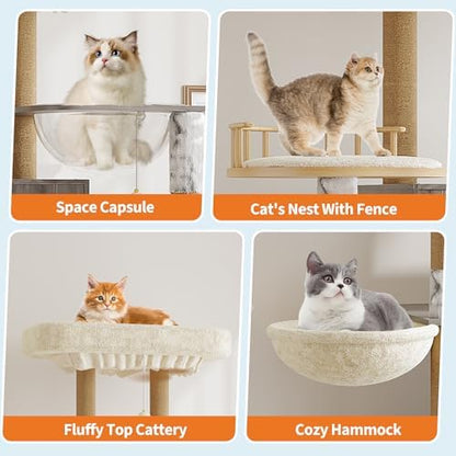 Cat Tree with Litter Box Enclosure, Large Plush Top Perch, Sisal Scratching - Image 4
