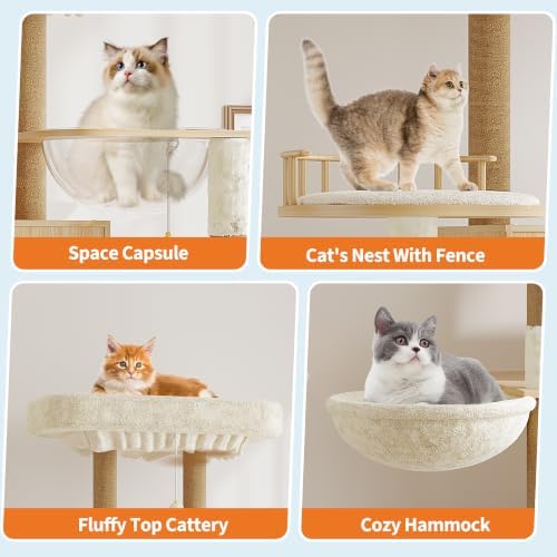 Cat Tree with Litter Box Enclosure, Large Plush Top Perch, Sisal Scratching - Image 4