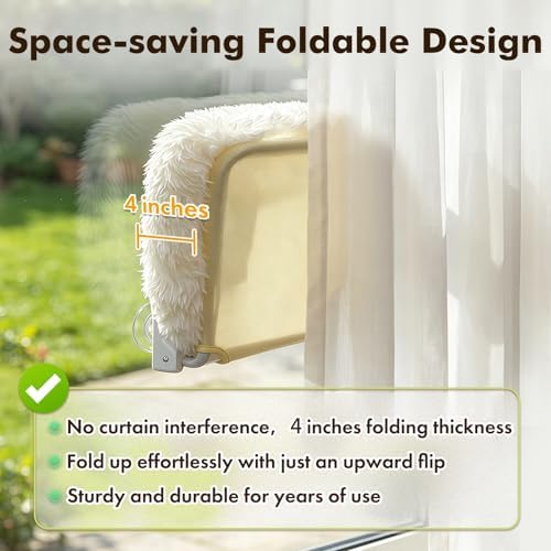 Zoratoo Foldable Cat Window Perch, Widened Cushion Cat Bed - Image 3