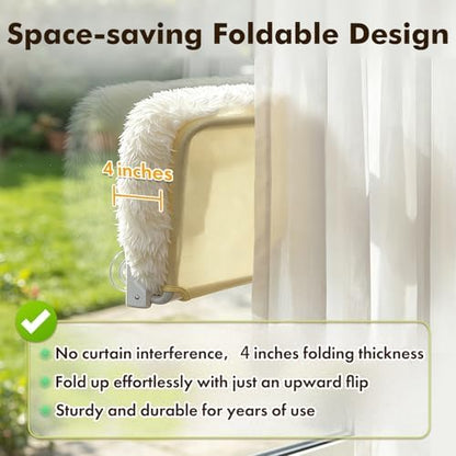 Zoratoo Foldable Cat Window Perch, Widened Cushion Cat Bed - Image 3