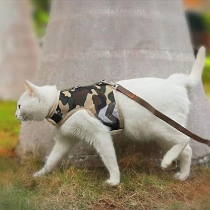 Cat Harness and Leash Set Escape Proof, Camo Green - Image 2