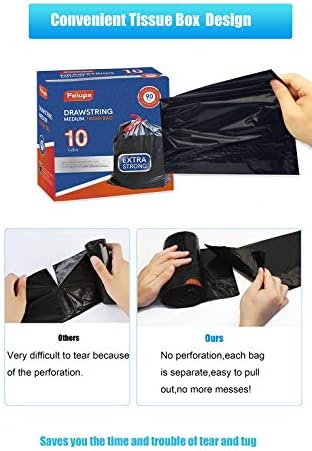 10 Gallon Drawstring Trash Bag Garbage Bag Trash Can Liner, 0.9 Mil - Image 4