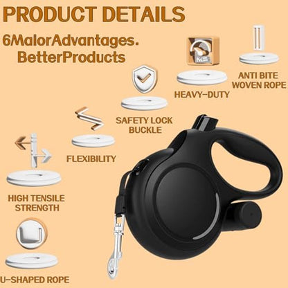 16FT Dual Retractable Dog Leash 2 Medium Dogs - Image 2
