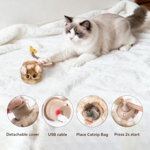 Migipaws Interactive MigiMouse Cat Toy 360° Rolling & Spin - Image 6