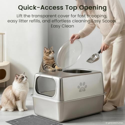 Enclosed Stainless Steel Litter Box - Image 6