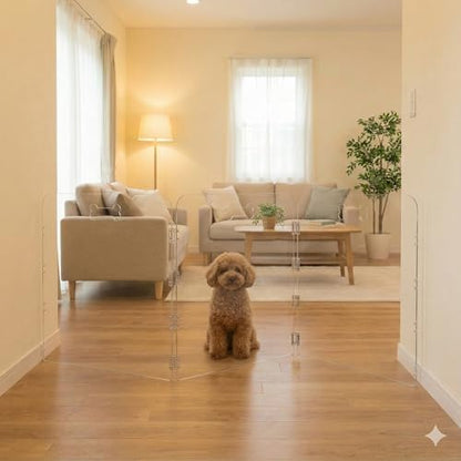 3-Panel Clear Acrylic Freestanding Dog Gate, Folding Pet Barrier - Image 2