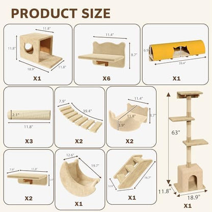 26-in-1 Cat Wall Shelves with Cat Tree - Image 2