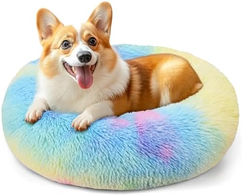 28in Large Dog Bed, Calming Donut Bed by Hoewina