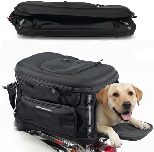Motorcycle Dog Carrier, Foldable Cat Pet Crate Motorcycle Riding Travel Luggage by XLFWTRAD