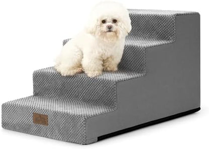 COZY KISS Dog Stairs for Small Dogs, 4 Step Pet Stairs for Beds & Couches by COZYKISS