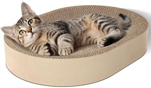 ComSaf Cat Scratcher Bed, Oval Cardboard Scratching Board by ComSaf