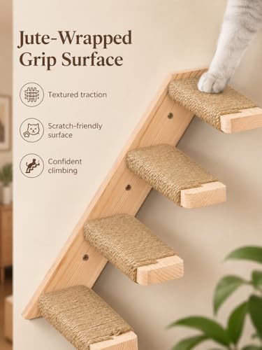 2PCS Wall Cat Tree Shelves, Reversible 4-Step Cat Ladders - Image 5