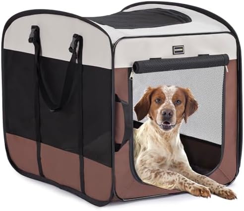 DONORO Dog Kennels and Crates for Medium Dogs, Portable Pop Up Indoor Pet Cage by DONORO