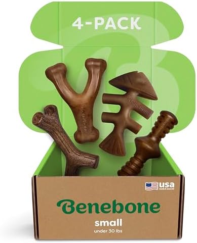 Benebone Small 4-Pack Dog Toys for Aggressive Chewers – Under 30 lbs by Benebone