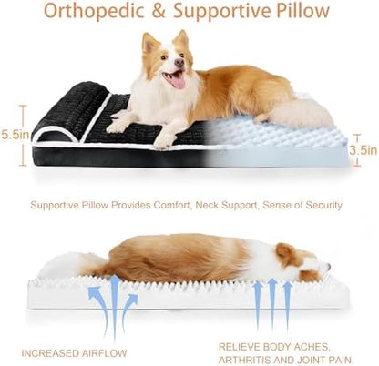 Orthopedic Large Dog Bed Pillow Pet Sofa Bed 36''X24'' Black - Image 6