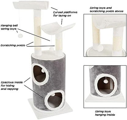 45in Cat Tree with Napping Perches, 2 Story Cat Condo, Cat Scratching Posts - Image 3